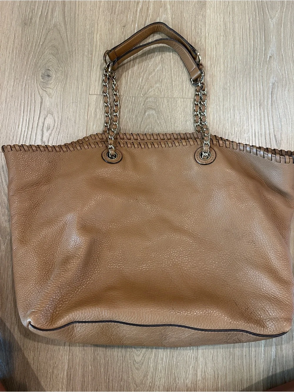 Tory Burch Tan Leather Chain Tote and wallet